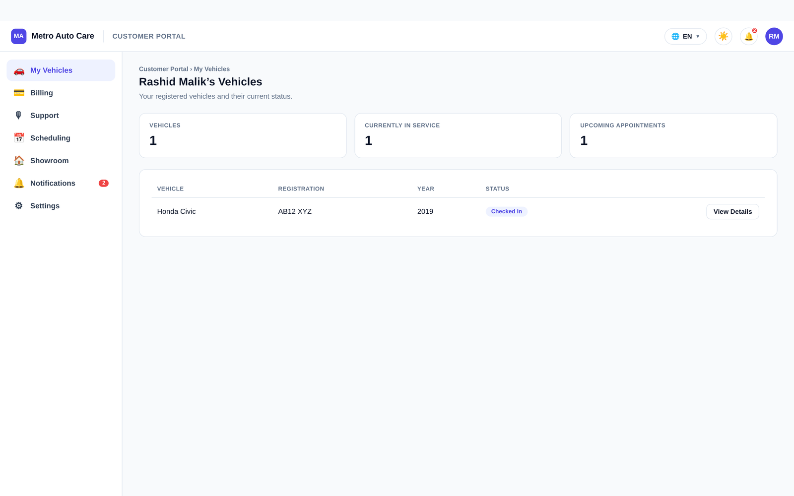 MotoMast customer portal